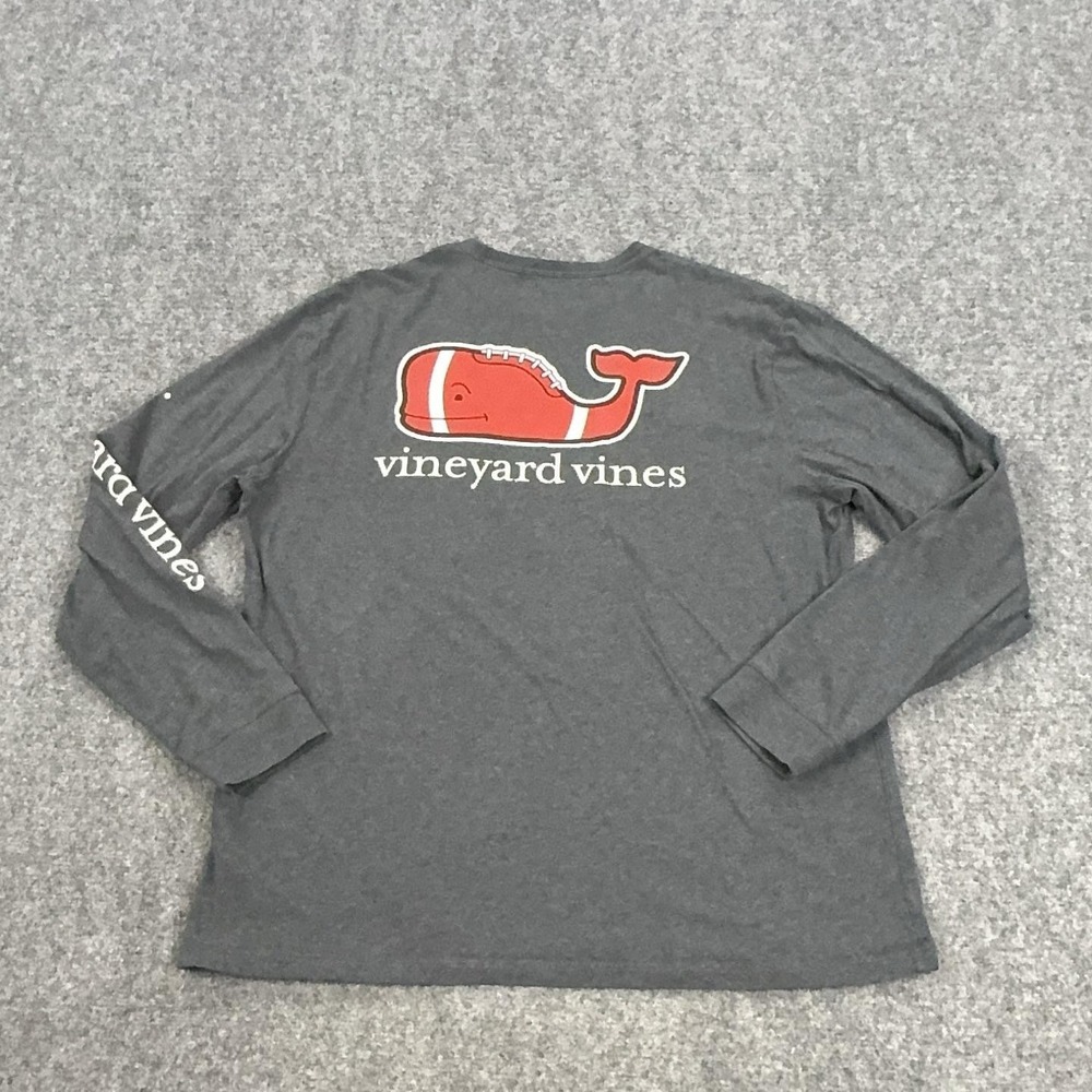 Vineyard Vines Shirt Mens Large Football Whale Graphic Long Sleeve Tee Tagless